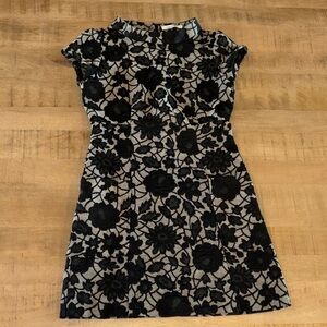 Laundry by Design Cap Sleeve Sheath Dress Embroidered Floral with Pockets XS